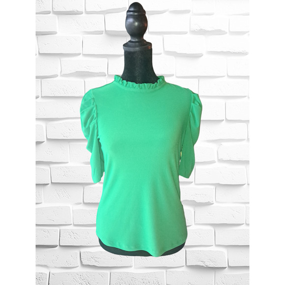 CeCe Tops - CeCe Women's Green Puff Sleeve Key Item Knit Top

**SIZE XXS**